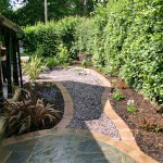 Paved and planted side passage
