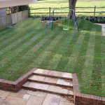 New garden turf and brick steps
